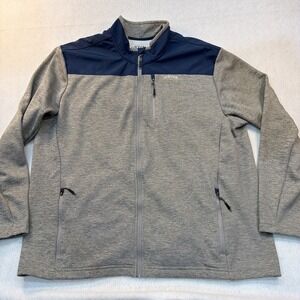 Orvis Jacket XXL Men Gray And Blue Fleece Lined Full Zip Mock Neck Colorblock